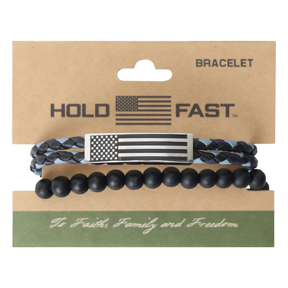 Flag Wrap Braided Bead Mens Bracelet - Image 3
