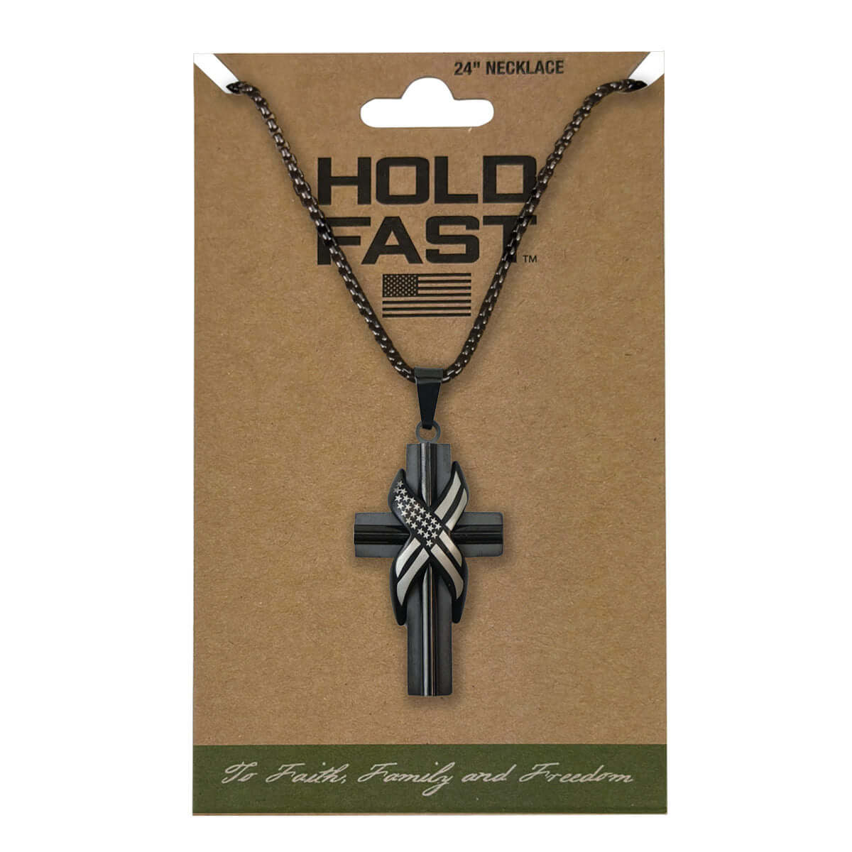 Wrapped Flag Cross Mens Necklace - Image 5